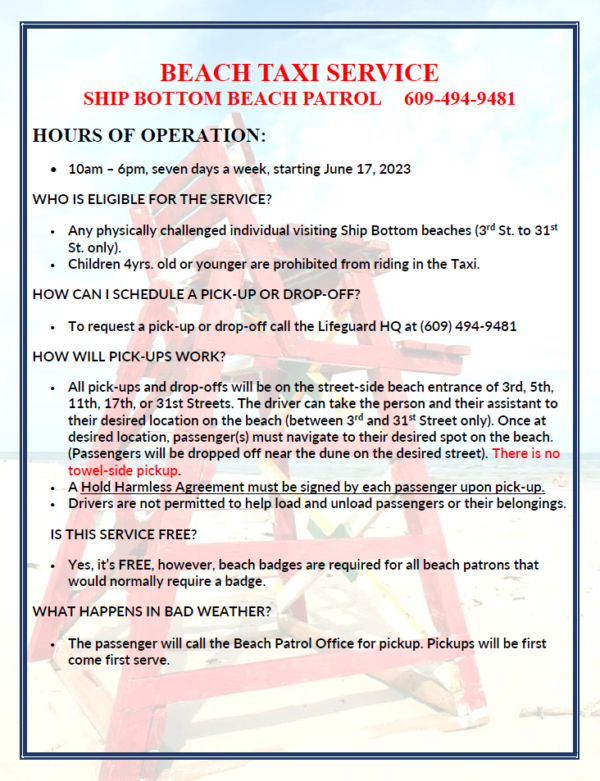 Beach Wheels & Beach Taxi Borough of Ship Bottom